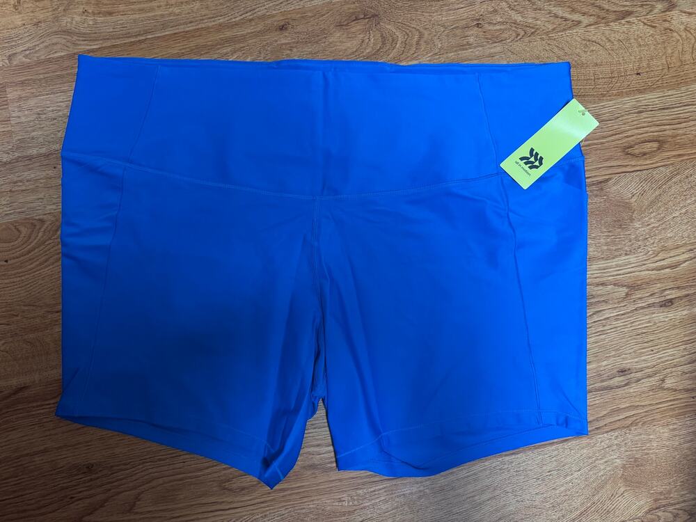 NWT Ladies Plus All in Motion Blue Biker Shorts - 4X